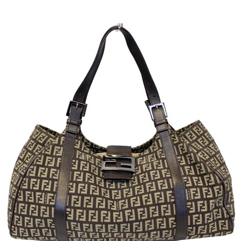 fendi zucchino canvas shoulder bag